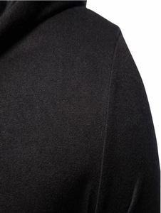 Men's Black Hooded <b>Zipper</b> <b>Sweatshirt</b> Raglan Sleeve Regular Fit Casual Style Fleece Fabric Polyester/Cotton Quick Dry Breathable - Product Image 3
