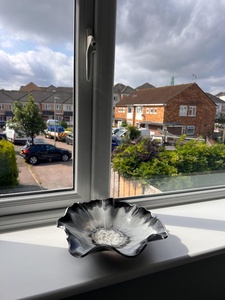 Large Polished Resin Bowl Handmade Silver Leaf Party Trinket Dish Stocked - Product Image 6