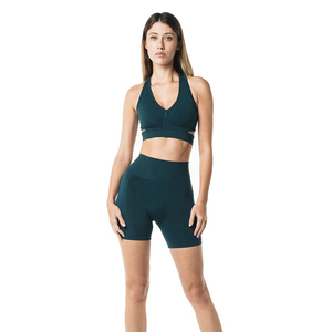 Soutien-gorge de sport à fort impact pour femme, vert foncé, avec découpes, idéal pour le yoga et l'entraînement en salle de sport - Product Image 5