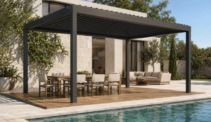 Pergola bioclimatique rétractable moderne en aluminium avec écran LED pour jardin et usage extérieur - Product Image 5