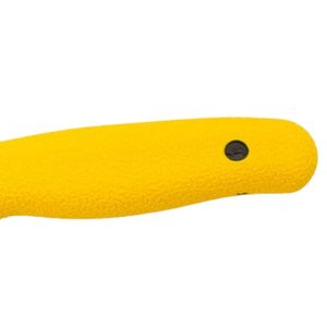 Couteaux à désosser à manche jaune avec lame courbée argentée, poignée texturée et protège-doigts noir pour la découpe de la viande et la préparation de la volaille - Product Image 6