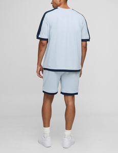 Nouveauté : Ensemble short et t-shirt streetwear 100 % coton 250 GSM respirant, coupe ample, empiècements latéraux surdimensionnés, léger - Product Image 2