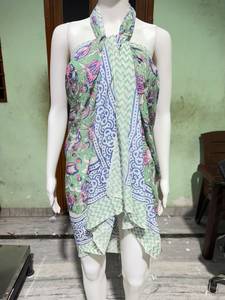 ผ้าคลุมไหล่พิมพ์ลายบล็อกผ้าฝ้ายสำหรับฤดูร้อน ผ้าปาเรโอ ลายดอกไม้ ลายทาง ผ้าคลุมชายหาด ผ้าพันคอแบบสองด้าน ผ้าคลุมคอ สำหรับผู้หญิง ผลิตโดย Elite Craft Studio - Product Image 3