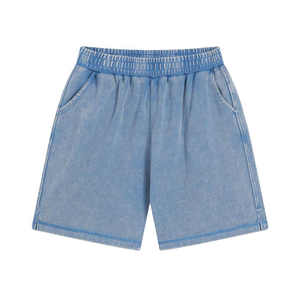 Pantalones Cortos Deportivos de Algodón con Logotipo Personalizado de Alta Calidad, Bordado Desgastado, Efecto Deslavado, Borde Crudo, Lavado Ácido, Secado Rápido y Transpirables para Hombre - Product Image 3