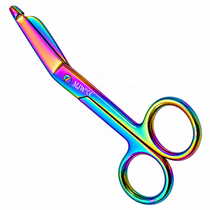 Ciseaux à pansements universels, finition multicolore, acier inoxydable, ciseaux médicaux pour pansements, premiers secours, hôpital, clinique, CE ISO - Product Image 2