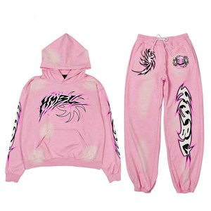 ชุดเซ็ตแทรคสูทแบบสวมหัวมีฮู้ด ระบายอากาศได้ดี พิมพ์ลายดิจิทัล ปักลายดีไซน์เนอร์ ผ้าฝ้าย 100% สำหรับฤดูหนาว สไตล์ลำลอง - Product Image 3