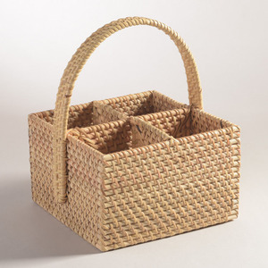 Panier à ustensiles en rotin tressé à la main, pour comptoir de cuisine, rangement de couverts, organiseur de table - Product Image 1
