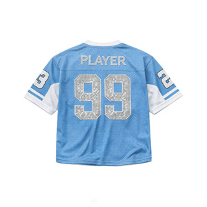 เสื้อเจอร์ซีย์อเมริกันฟุตบอลปักเพชร ระบายอากาศได้ดี ทรงโอเวอร์ไซส์ สตรีทแวร์ รับสกรีนโลโก้ แบรนด์ส่วนตัว ชุดทีม - Product Image 3