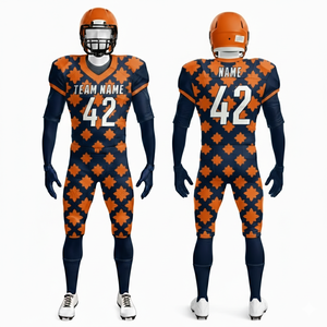 Uniformes de football américain personnalisés en gros pour équipes 7v7 – Ensemble de maillots en polyester respirant avec impression par sublimation et twill de tackle - Product Image 2