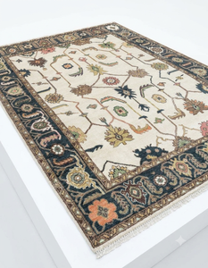 Tapis en laine noué à la main Oushak Arbre de Vie, tapis traditionnel turc à motifs floraux, tapis de luxe fait main pour salon et chambre à coucher - Product Image 4