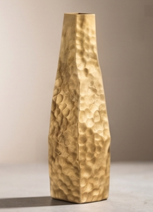 Vase en métal carré martelé doré de qualité supérieure, surface sculptée élégante à fossettes, porte-fleurs pour centres de table de mariage - Product Image 3