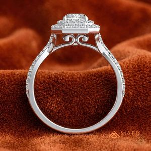 <b>Emerald</b> Cut Moissanite Double Halo <b>Silver</b> Engagement <b>Ring</b> for Women Bridal Jewelry Gift USA Luxury Fashion Anniversary Wedding - Product Image 3