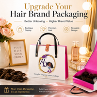 Boîte à perruques de luxe personnalisée avec poignée en tissu, emballage rigide en carton pour extensions et mèches de cheveux