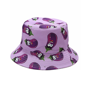 <b>Purple</b> Eggplant Graphic Bucket <b>Hat</b> Smooth Cotton Blend Lightweight Comfortable Trendy Summer Outdoor Bucket <b>Hats</b> - Product Image 1