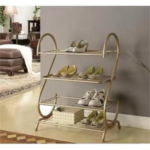Modern 2 Tier Metal Shoe Rack Black Iron Footwear Organizer Stackable Storage <b>Shelf</b> For Home Entryway Living Room Furniture - Product Image 2