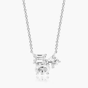 Collar de Diamantes Cultivados en Laboratorio, Oro Blanco de 14K, Chapado en Rodio, Certificado IGI, Corte Esmeralda de Lujo, Colgante de Boda, Joyería Fina - Product Image 1