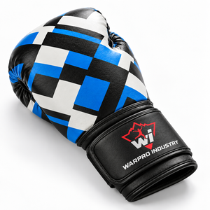 Guantes de Boxeo Industriales Warpro, de Cuero PU con Cordones, Diseño a Cuadros Azul, Negro y Blanco, Transpirables, Ligeros, para Artes Marciales al Aire Libre - Product Image 3