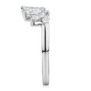 Bague de fiançailles et alliance de luxe incurvée en or 14K plaqué rhodium avec diamant de laboratoire taille marquise, pour empilage et anniversaire - Product Image 6