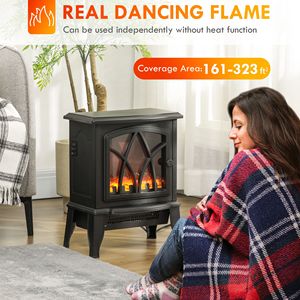 Caminetto Elettrico Indipendente da 750W/1500W con Fiamme LED Realistiche e Protezione dal Surriscaldamento, Colore Nero - Product Image 4