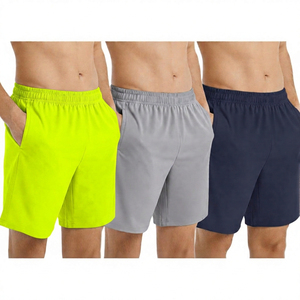 Shorts décontractés pour hommes en coton tissé à taille mi-haute élastique avec logo frontal, respirants et à cordon de serrage - Product Image 4