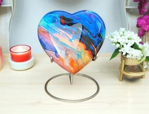 <b>Tie</b> Dye Baby & Pet Cremation Urn for Human Ashes Eco-Friendly Durable Aluminum Urn with Cross Heart Design - Product Image 1