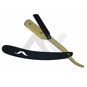 Professional Cut Throat <b>Straight</b> Razor Gold Black Blade Barber Shavette for Men Safety Shaving Razor Face Beard Grooming Tool - Product Image 1