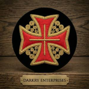 Insignia de Cruz Roja Masónica de los Caballeros Templarios, Hecha a Mano con Oro, Bordado Personalizado, Fabricante de Uniformes Fraternales Circulares - Product Image 1