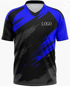 Camiseta Deportiva para Hombre, Cuello en V, Corte Regular, Manga Regular, Estampada, Spandex/Algodón, Color Negro/Azul, Secado Rápido, Logotipo Frontal, Para Todas las Temporadas - Product Image 1