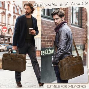 Custom Logo Leather Genuine Leather Laptop <b>Briefcase</b> Shoulder Strap Business Travel Men's Stylish <b>Briefcase</b> Bag. - Product Image 2