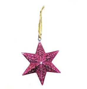 <b>Christmas</b> Hanging Metal Star Ornament Blue Glitter Decoration for <b>Tree</b> Home Party Holiday Decor Gift Piece Hanging Pendant - Product Image 4