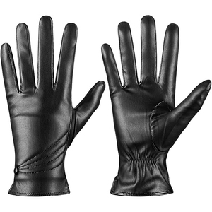 Gants en cuir pour hommes avec doublure thermique et design compatible avec les écrans tactiles, pour la conduite hivernale et l'utilisation en extérieur - Product Image 1