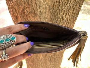 Nueva bolsa de cuero de piel de vaca hecha a mano Real, billeteras de cuero pequeñas con borlas de cuero para el pelo, carteras elegantes para mujer - Product Image 5