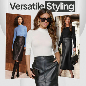 Falda Midi de Piel Sintética para Mujer, Cintura Alta, Elástica, de PU, para Oficina y Casual 2026 - Product Image 3