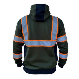 High Visibility Reflective Safety ANSI Class 2 Breathable Mesh Hoodie Waterproof Workwear <b>Pullover</b> <b>Jacket</b> Pocket for Day Night - Product Image 3
