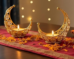 Moon Shaped Crystal <b>Tea</b> Light Candle Holder Elegant Decorative Candle <b>Stand</b> for Home Living Room Bedroom Festive Decor - Product Image 4