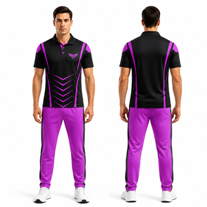 Ensemble de survêtement de cricket personnalisé noir et violet pour homme, tenue d'entraînement de sport, uniforme de cricket par sublimation, séchage rapide, polyester, pour équipe - Product Image 1