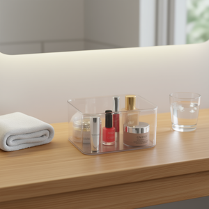 Organizer per Trucchi Plasticforte, Scatola Trasparente con Divisori per Cosmetici, 6-10L - Product Image 3