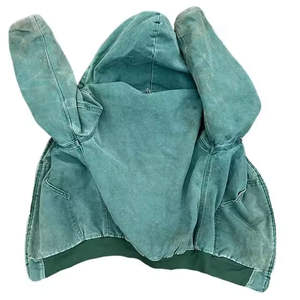 Blouson de travail thermique vintage délavé pour homme, en coton 100% doublé polaire, avec fermeture éclair intégrale, coupe ample et délavée, idéal pour l'hiver - Product Image 4