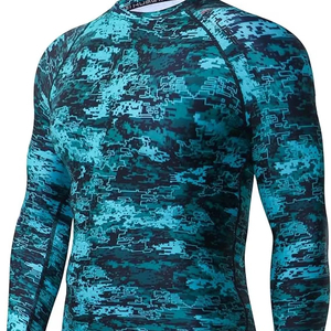 Men's Rash Guard Long Sleeves UPF 50+ UV Sun Protection Quick Drying Splice Compression <b>Swim</b> Shirts Quick Dry Sports Shirt - Product Image 1