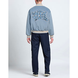 Veste universitaire surdimensionnée coupe Boxy ample unisexe de haute qualité laine style de rue broderie en gros en vrac - Product Image 3