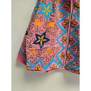 Veste en polaire rose brodée à la main avec motif floral géométrique, col mandarin, fermeture éclair, vêtements d'extérieur pour femmes, automne - Product Image 6