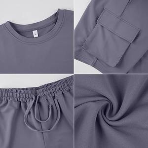 Ensemble décontracté 2 pièces pour homme, printemps-automne, confortable, avec impression de lettres, t-shirt et short en coton respirant - Product Image 2