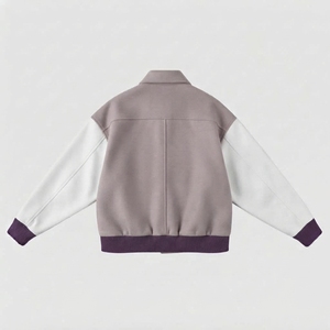 Veste universitaire unisexe à blocs de couleur, col rabattu, manches classiques, en polyester et coton, pour l'automne, style streetwear décontracté - Product Image 2