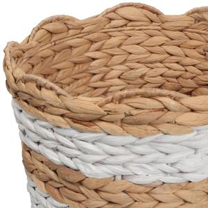 Ensemble de 3 paniers gigognes à bords festonnés, blancs, naturels, faits à la main, pour le rangement, vente en gros, écologiques, fabriqués au Vietnam - Product Image 5