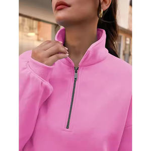 Sweat-shirt d'hiver uni pour homme, coupe régulière, demi-zip, coupe courte, en coton épais, avec poche, logo personnalisé, idéal pour le sport et l'entraînement, collection 2026 - Product Image 3