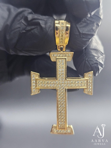Collar llamativo con colgante de cruz cristiana de moissanita chapado en oro rosa, con diseño de cubo de hielo, estilo hip hop, joyería - Product Image 6