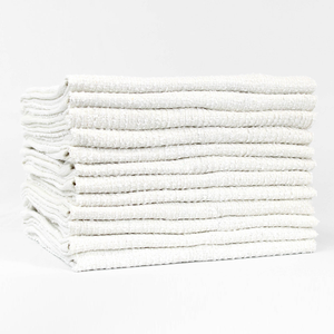 Paños de limpieza comerciales de algodón acanalado 100% de 32 oz (16x19) para bar, duraderos, blancos, para restaurantes, de Indian Industrial, para compra al por mayor. - Product Image 1