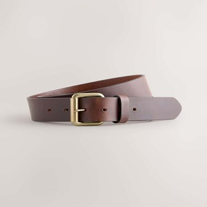 Ceinture décontractée classique en cuir pleine fleur tanné végétal marron pour homme avec boucle à ardillon élégante - Product Image 4