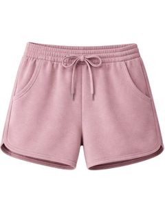 Custom Pink Women Shorts Elastic Waist <b>Drawstring</b> Casual Gym Shorts Contrast Waist Summer Lounge Shorts Soft Comfortable Wear - Product Image 1