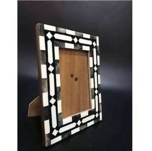 Cadre photo en os noir avec bordure intérieure et extérieure, ligne centrale en os blanc, incrustation d'os pour la décoration intérieure - Product Image 2